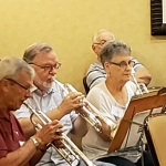 Playing trumpet with Claudette